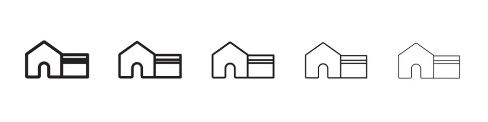 house with garage icon thin flat outline style vector sign