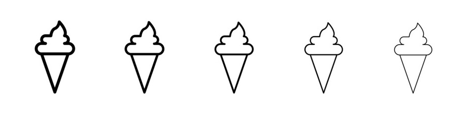 ice cream cone icon thin flat outline style vector sign