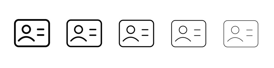 Id card icon thin flat outline style vector sign