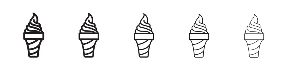 ice cream cone icon thin flat outline style vector sign