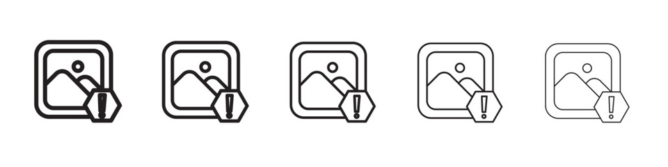 Image Error icon thin flat outline style vector sign