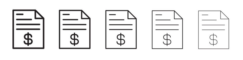 Invoice document icon thin flat outline style vector sign