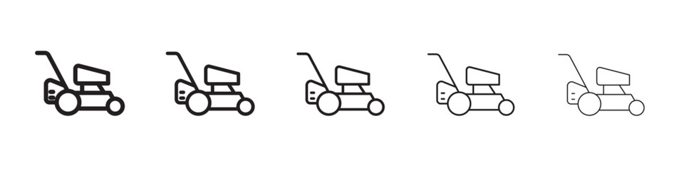 Lawn mower icon thin flat outline style vector sign