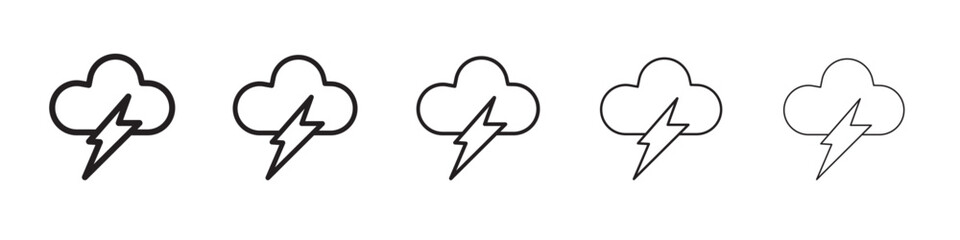 Lightning icon thin flat outline style vector sign
