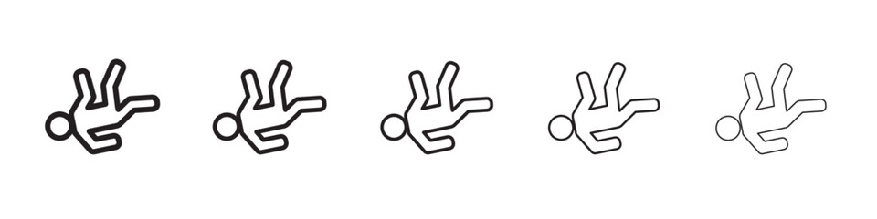 Obraz premium man fall down icon thin flat outline style vector sign