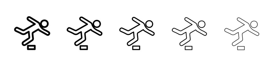 Man tripping icon thin flat outline style vector sign