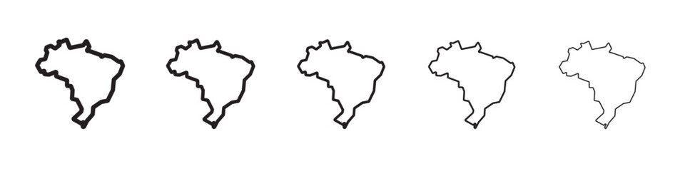 Map of Brazil icon thin flat outline style vector sign