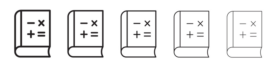 Fototapeta premium Maths book icon thin flat outline style vector sign