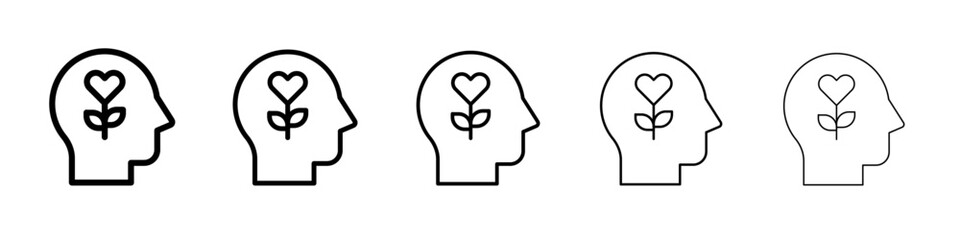 Mental Health icon thin flat outline style vector sign