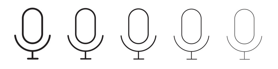 Microphone icon thin flat outline style vector sign