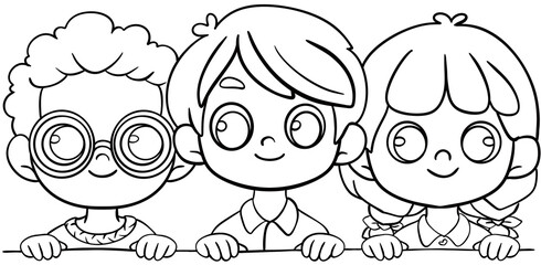 kids clipart border peek