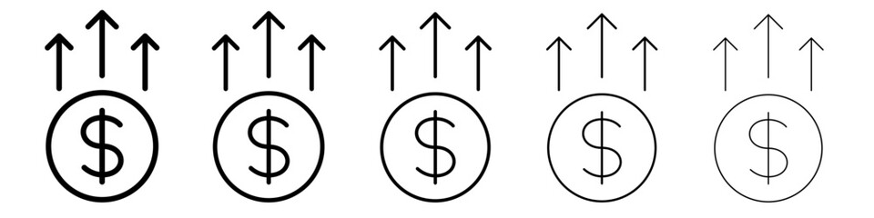 Money growing icon thin flat outline style vector sign