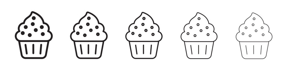 Muffin Icon thin flat outline style vector sign