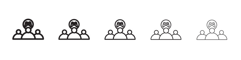 Multi Game player icon thin flat outline style vector sign
