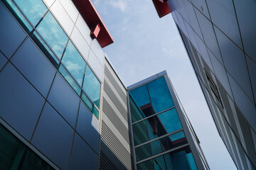 Modern office building bottom view background