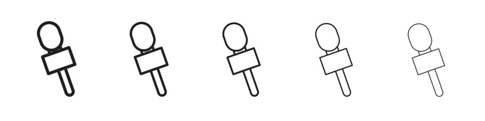 News microphone icon thin flat outline style vector sign