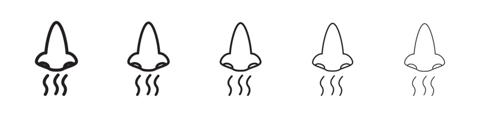 Nose with smoke icon thin flat outline style vector sign
