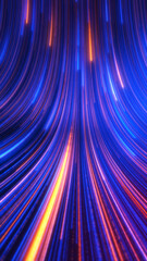 Vertical Neon Light Streaks Falling Toward Camera – Futuristic Sci-Fi Glow Animation