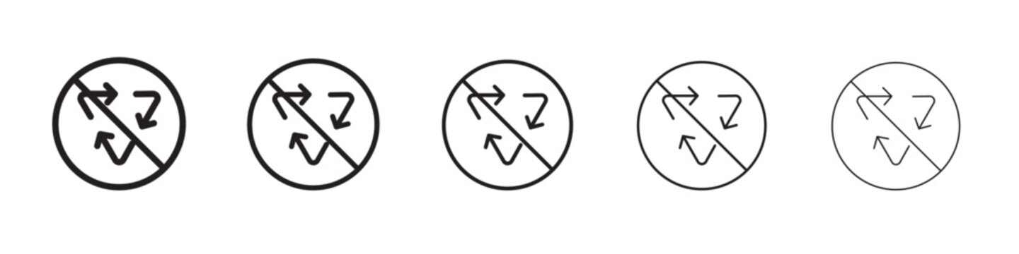 Non recycleable icon thin flat outline style vector sign