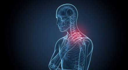 Naklejka premium Illustration of Rheumatic Pain Points in Human Body, Rheumatoid Arthritis Pain Areas Highlighted on Body Diagram