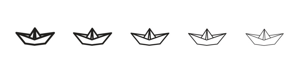 Paper boat icon thin flat outline style vector sign