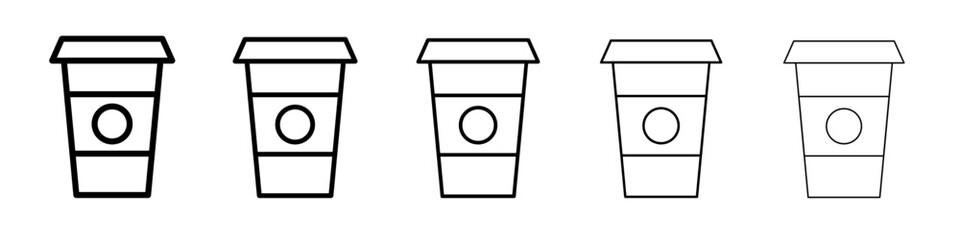 Paper coffee cup icon thin flat outline style vector sign