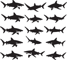 Editable Shark Clipart Pack for Sea Wildlife Designs

