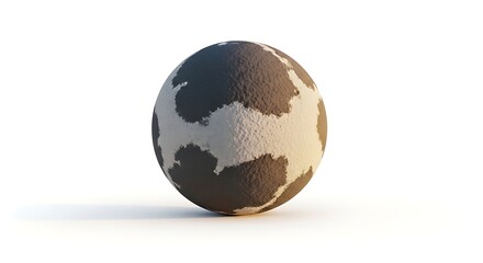 Sphere with Spotted Pattern Resting on White Background