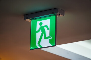 Emergency Fire exit sign at the underground passage