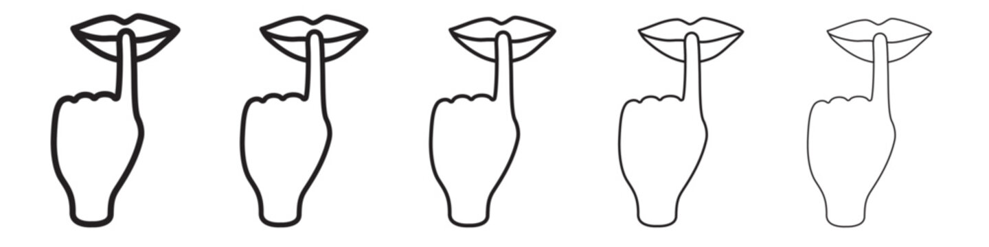 Please do quite pssst icon thin flat outline style vector sign