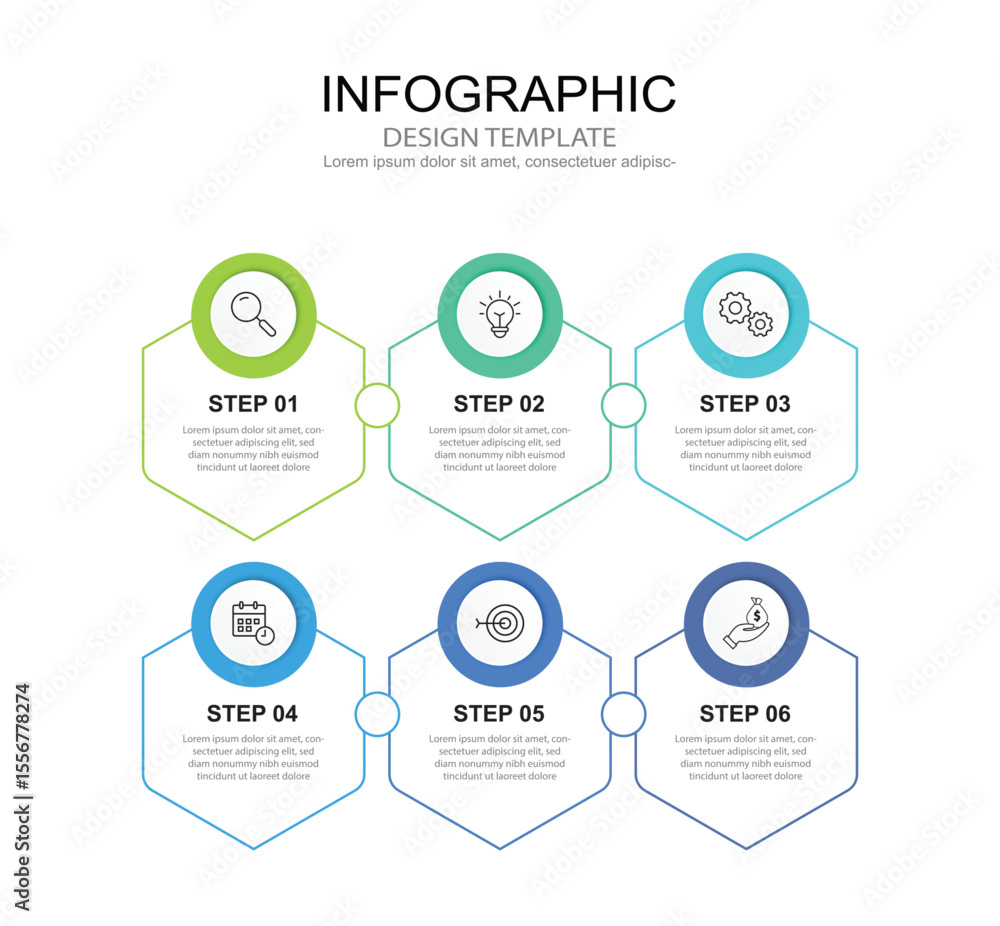 Poster infographic 6 options design elements for your business data. vector illustration