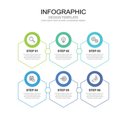 Infographic 6 options design elements for your business data. Vector Illustration