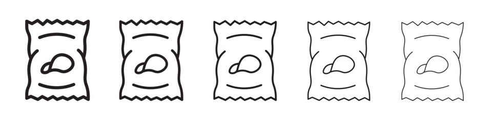 Potato chips Snacks bag icon thin flat outline style vector sign