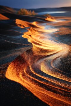 Golden sand patterns at dawn