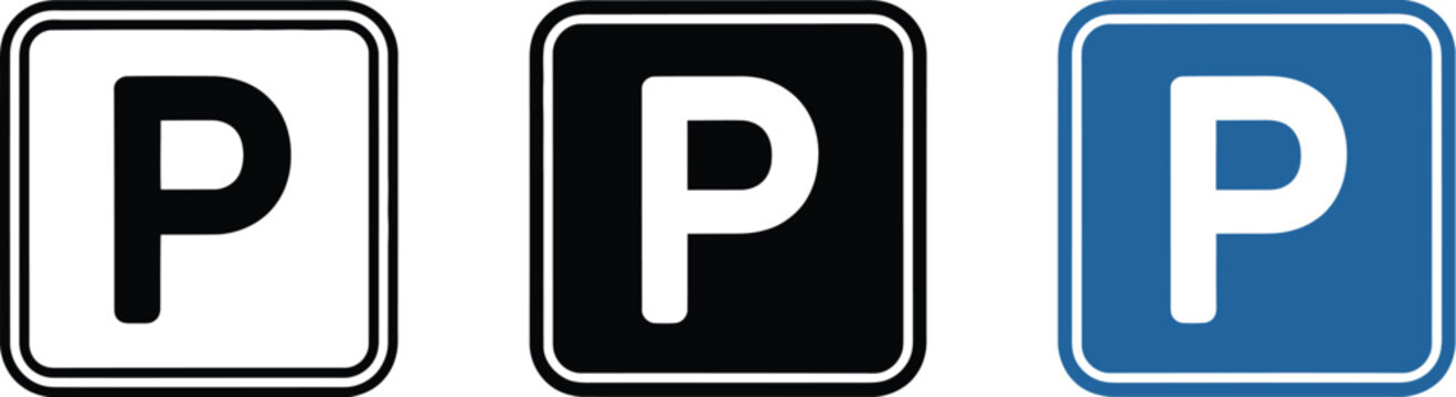 Parking sign vector illustration set of parking symbol in different styles for web and graphic design vector illustration