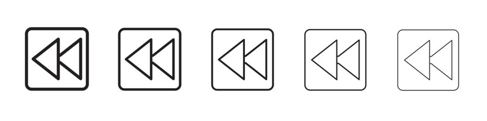 Rewind Previous Back arrow icon thin flat outline style vector sign