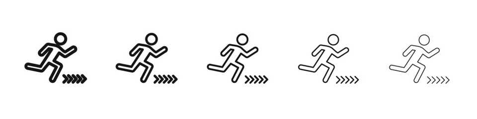 running Speed icon thin flat outline style vector sign