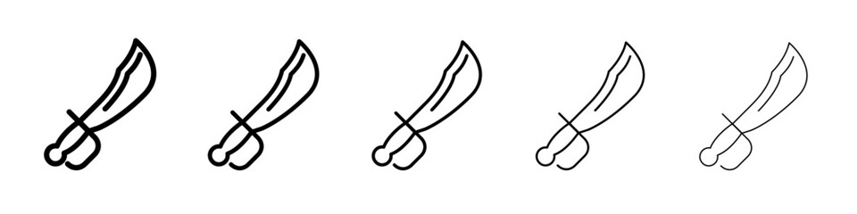 samurai sword icon thin flat outline style vector sign