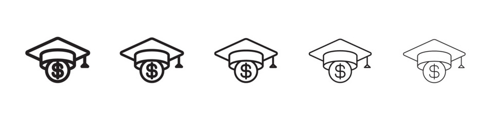 Scholarship icon thin flat outline style vector sign