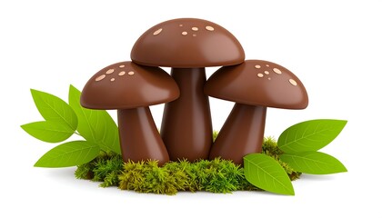 Chocolate mushrooms on moss