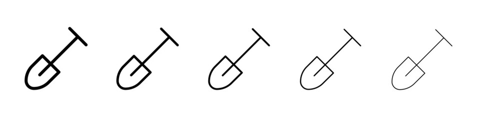 Shovel icon thin flat outline style vector sign