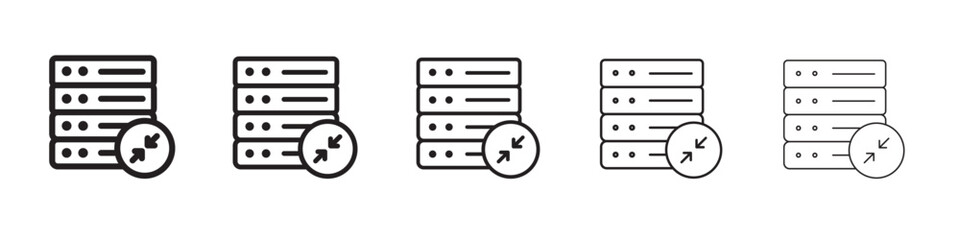 Shrink database icon thin flat outline style vector sign