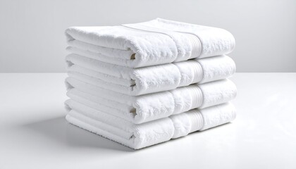 Stack of white towels on a white surface