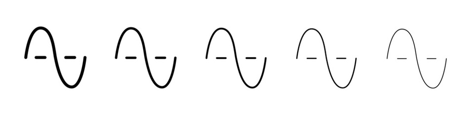 sinusoid icon thin flat outline style vector sign