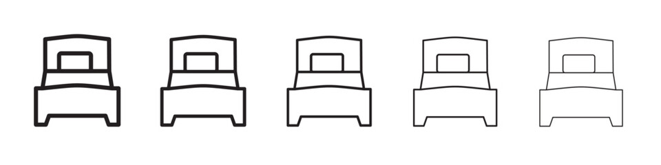Single bed icon thin flat outline style vector sign