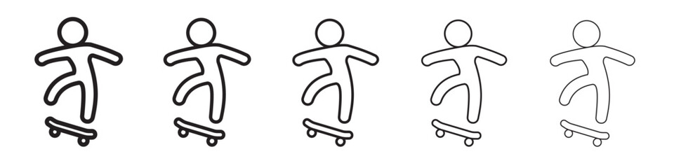 skateboarding icon thin flat outline style vector sign