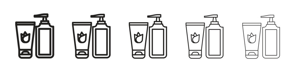 Skincare products icon thin flat outline style vector sign
