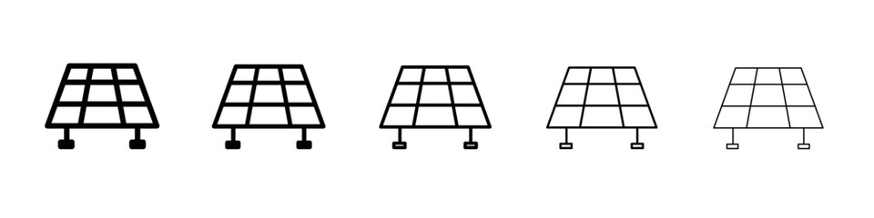 Solar panels icon thin flat outline style vector sign
