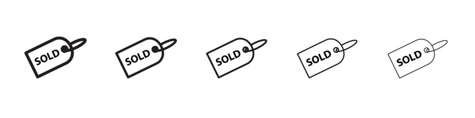 Sold icon thin flat outline style vector sign