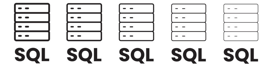 SQL server icon thin flat outline style vector sign